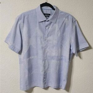 Bugatchi Shaped Fit Light Blue Casual Button-Down Shirt